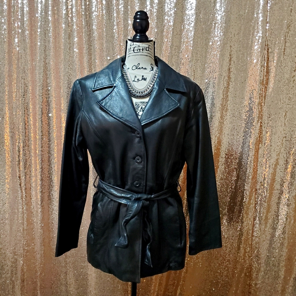 Wilsons Leather Women's Black Belted Jacket